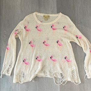 Wildfox White Label Lennon Flamingo Sweater